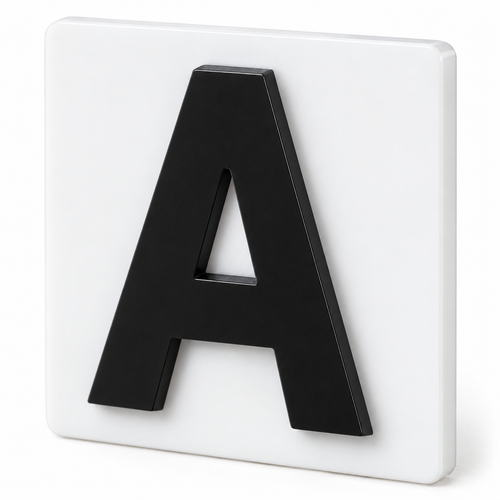 Illustrative render of 4D Acrylic 3mm Number Plates lettering; not a product photograph