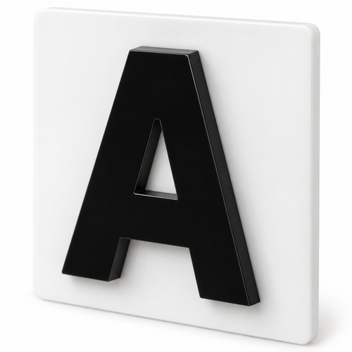 Illustrative render of 4D Acrylic 5mm Number Plates lettering; not a product photograph