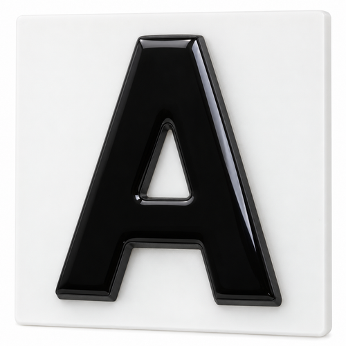 Illustrative render of 4D Gel Number Plates lettering; not a product photograph